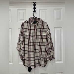 Ralph Lauren Women’s Gorgeous Red/Blk/Cream Plaid Long Sleeve Pull Over- Sz L